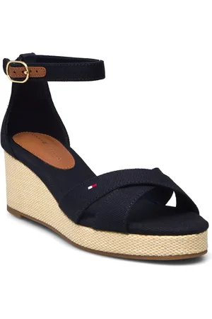 Tommy Hilfiger Flag Criss-Cros Mid Wedge Espad Shoes Sandals Platform Sandals Navy