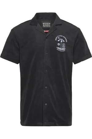 Scotch&Soda Short-Sleeved Regular Fit Towelling Shirt Tops Polos Short-sleeved Black