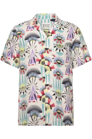 Scotch&Soda Aop Short-Sleeved Regular Fit Viscose Shirt Tops Shirts Short-sleeved Shirts Multi/patterned