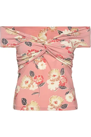 Ralph Lauren Floral Twist-Front Off-The-Shoulder Top Tops Blouses Short-sleeved Multi/patterned