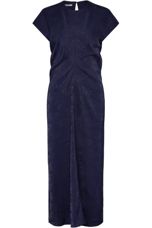 Scotch&Soda Satin Jacquard Midi Dress Knælang Kjole Navy