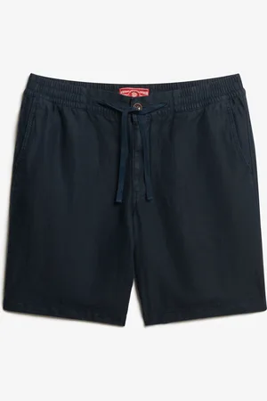 Superdry Merchant Linen Short Bottoms Shorts Linen Shorts Navy