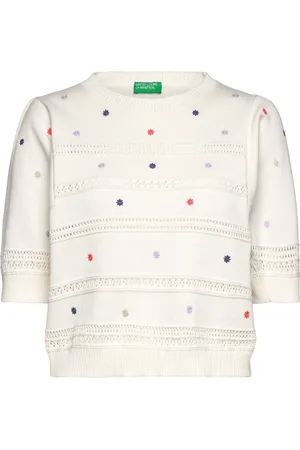 Benetton Sweater Tops Knitwear Jumpers White