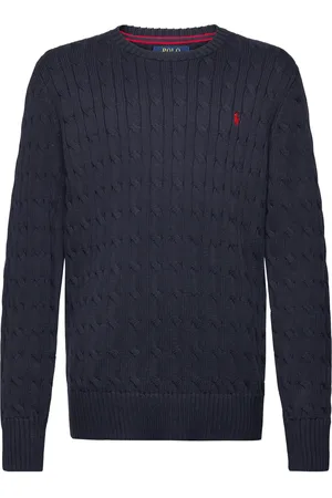Ralph Lauren Cable-Knit Cotton Sweater Tops Knitwear Pullovers Navy