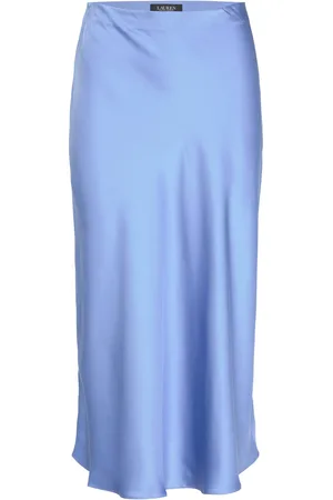 Ralph Lauren Satin Charmeuse Midi Skirt Skirts Satin Skirts Blue