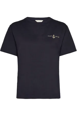 GANT Embroidered Anchor Ss T-Shirt Tops T-shirts & Tops Short-sleeved Navy