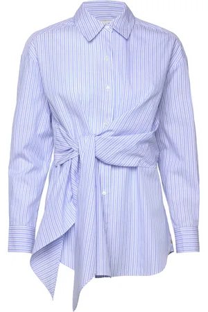 Scotch&Soda Striped Knotted Shirt Tops Shirts Long-sleeved Blue