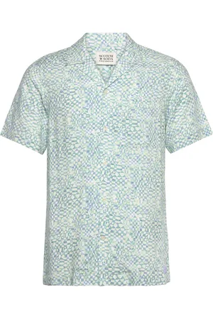Scotch&Soda Aop Short-Sleeved Regular Fit Viscose Shirt Tops Shirts Short-sleeved Shirts Blue
