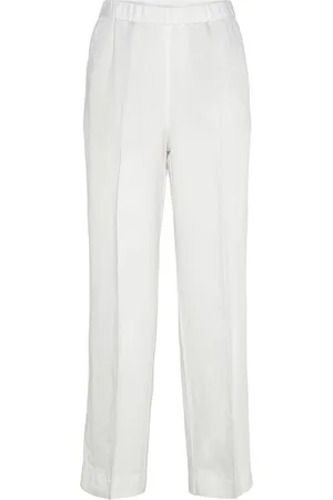 GANT Linen Blend Pull On Pants Bottoms Trousers Straight Leg White