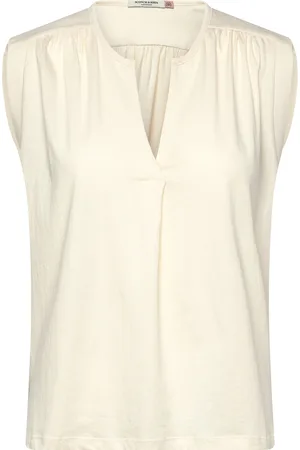 Scotch&Soda Drapey V-Neck T-Shirt Blazers Sleeveless Blazers White