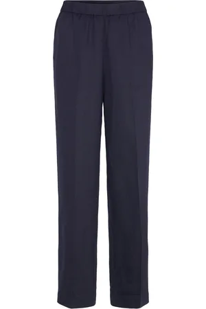GANT Linen Blend Pull On Pants Bottoms Trousers Straight Leg Navy