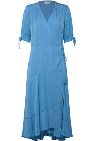Scotch&Soda Midi Wrap Dress Knælang Kjole Blue