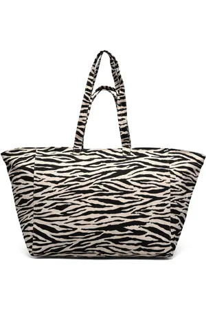 MANGO Zebra-Print Cotton Shopper Bag Bags Totes Black