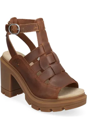 Timberland Allington Heights Fisherman Sandal Rust Full Grain Sandal Med Hæl Brown