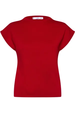 MANGO Sleeveless Fine-Knit Sweater Tops Knitwear Jumpers Red
