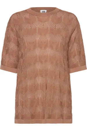 Twist & tango Uma Crochet Tee Tops T-shirts & Tops Short-sleeved Brown