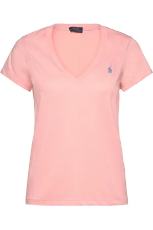 Ralph Lauren Cotton Jersey V-Neck Tee Tops T-shirts & Tops Short-sleeved Pink