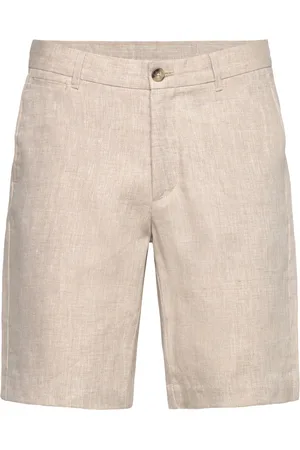 MANGO Slim-Fit 100% Linen Bermuda Shorts Bottoms Shorts Linen Shorts Beige