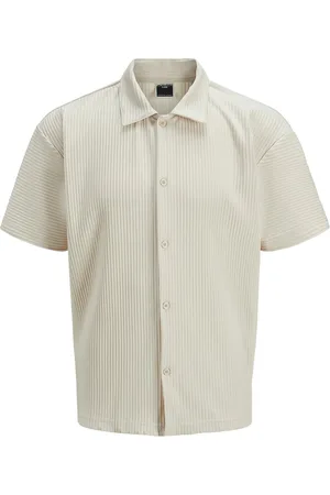 JACK & JONES Jcointerlude Plisse Shirt Ss Tops Shirts Short-sleeved Shirts Cream Jack & J S