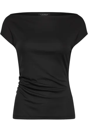 Ralph Lauren Jersey Asymmetrical Off-The-Shoulder Top Tops T-shirts & Tops Short-sleeved Black