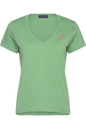 Ralph Lauren Cotton Jersey V-Neck Tee Tops T-shirts & Tops Short-sleeved Green