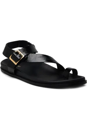 ALOHAS Siren Onix Black Leather Sandals Shoes Sandals Flat Sandals Black
