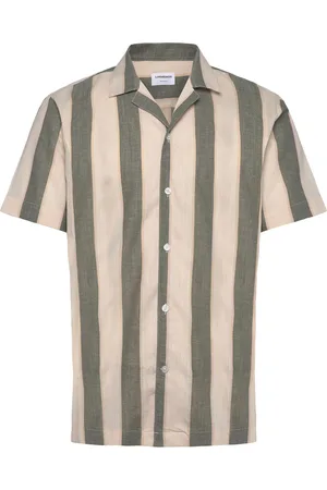 Lindbergh Striped Linen/Cotton Shirt S/S Tops Shirts Short-sleeved Multi/patterned