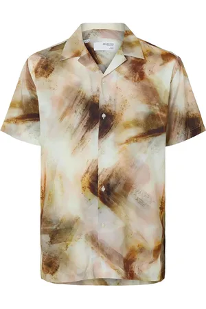 SELECTED Slhreg-Air Shirt Ss Mix Tops Shirts Short-sleeved Multi/patterned