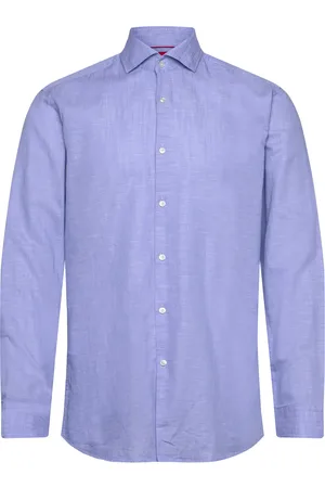 HUGO BOSS Kason Designers Shirts Linen Shirts Blue
