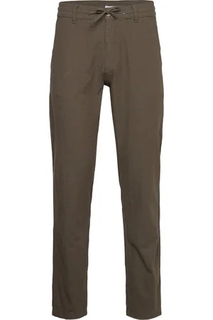 Lindbergh Linen Pants Bottoms Trousers Casual Khaki Green