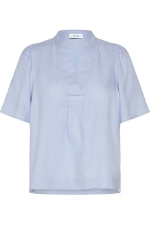 Levete Room Lr-Naja Tops Blouses Short-sleeved Blue