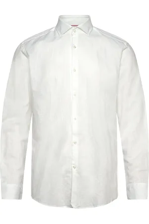 HUGO BOSS Kason Designers Shirts Linen Shirts White