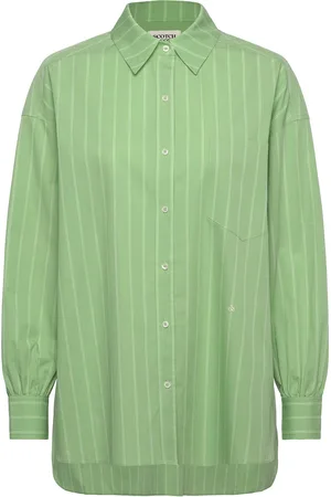 Scotch&Soda Striped Girlfriend Shirt Tops Shirts Long-sleeved Green