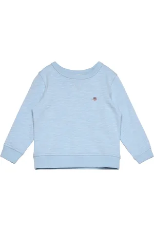 GANT Shield Cotton Slub C-Neck Tops T-shirts Long-sleeved T-Skjorte Blue