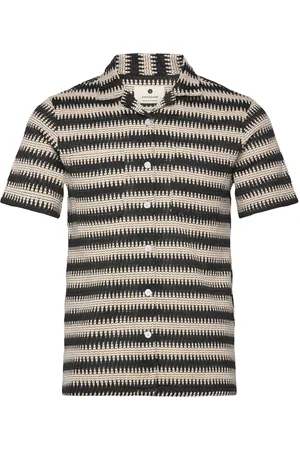 Anerkjendt Akkurt Struc Stripe S/S Shirt Tops Shirts Short-sleeved Shirts Multi/patterned