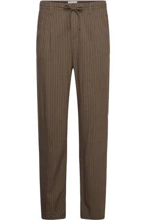 Lindbergh Linen Woven Striped Pants Bottoms Trousers Linen Trousers Green