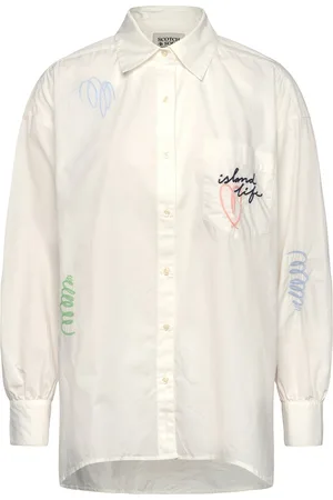 Scotch&Soda Embroidered Poplin Shirt Tops Shirts Long-sleeved White