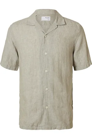 SELECTED Slhrelaxkylian Mix Ss Shirt Resort Tops Shirts Short-sleeved Shirts Green