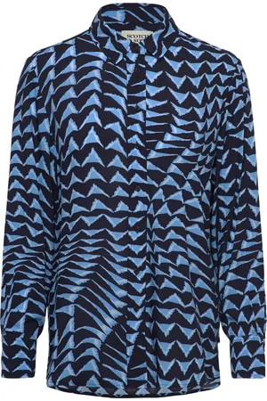 Scotch&Soda Printed Relaxed Fit Shirt Tops Shirts Long-sleeved Blue