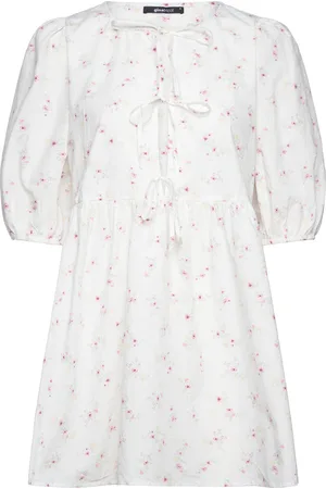 Gina Tricot Front Tie Dress Kort Kjole White