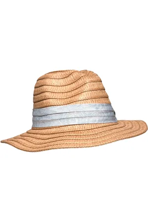 Ralph Lauren Paisley-Ribbon-Trim Straw Fedora Accessories Headwear Straw Hats Beige