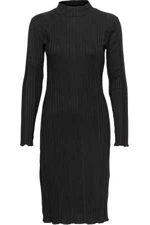 Gina Tricot Irma Rib Dress Knælang Kjole Black