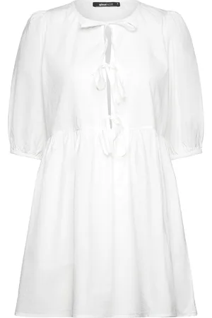 Gina Tricot Front Tie Dress Kort Kjole White