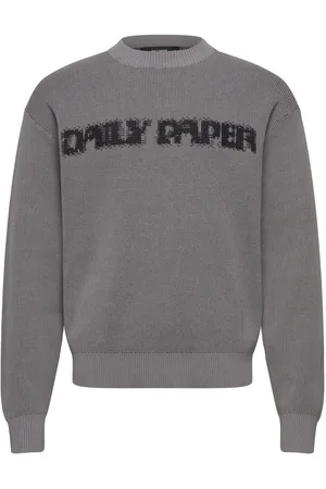 Daily paper Logo Knit Sweater Tops Knitwear Round Necks Grey
