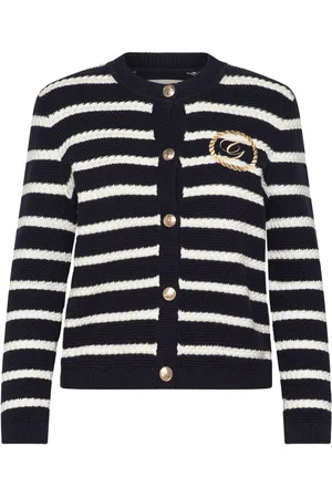 GANT Striped Cotton Knit Jacket Tops Knitwear Cardigans Navy
