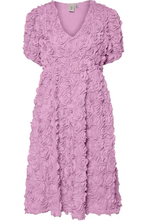 Y.A.S Rosiva 2/4 Midi Dress S. - Show Knælang Kjole Pink
