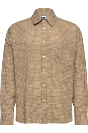 Hope Room Shirt Beige Check Voile Tops Shirts Checkered Shirt Beige