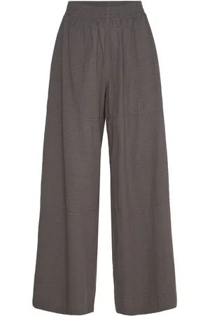 Hope Rave Trousers Dark Brown Check Designers Trousers Wide Leg Brown
