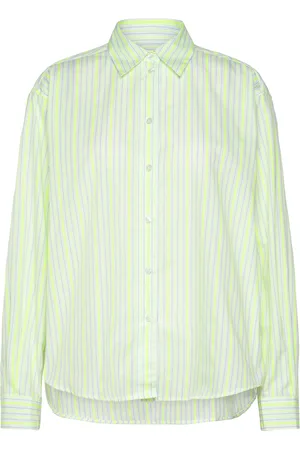 Mads Norgaard Neon Yarn Crelly Shirt Tops Shirts Long-sleeved Green