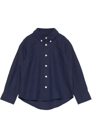 GANT Cotton Linen Bd Ls Shirt Tops Shirts Long-sleeved Shirts Navy
